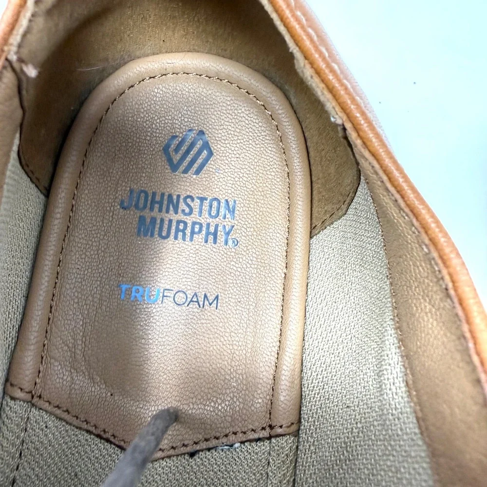 Johnston & Murphy Boys Upton Plain Toe Oxford Tan Leather TRUFOAM Shoes 7M